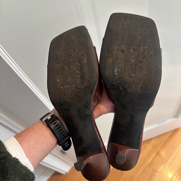 Open Edit Brown Croco Charlie Heel Sandal - Picture 6 of 6